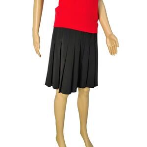 Black Pleated Midi Drop Waist Skirt Norma Kamali Nearly New Zip Up Closure SZ 6